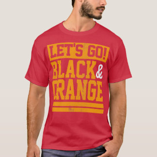 Lets Go Black Orange Team Colours Vintage Game Day T-Shirt