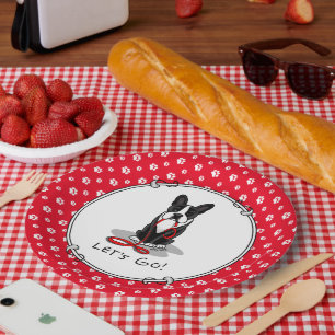 Let's Go! Boston Terrier Dog (black) Funny Paper Plate