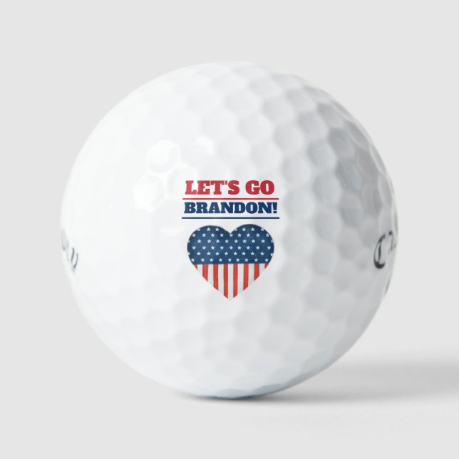 "Let's Go Brandon!" American Flag Heart Callaway  Golf Balls (Front)