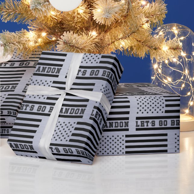 Let's Go Brandon American Flag Wrapping Paper (Holidays)