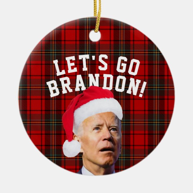 Let's Go Brandon Biden Christmas Ornament Funny (Front)