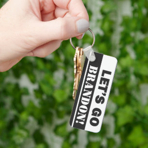 Let's Go Brandon" Black And White Rectangle Metal Keychain