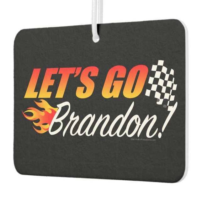 Lets Go Brandon Chequered Flag Flames Air Freshener (Left)
