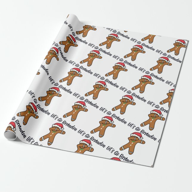 Let's Go Brandon Christmas Holiday Wrapping Paper (Unrolled)