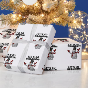 LET'S GO BRANDON CHRISTMAS SNOWMAN  WRAPPING PAPER