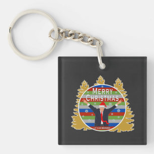 Let's Go Brandon Christmas Trump Snowflake Holiday Keychain