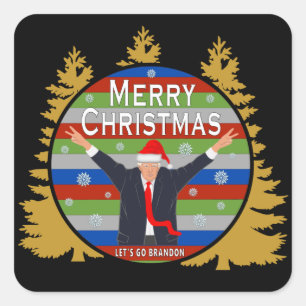 Let's Go Brandon Christmas Trump Snowflake Holiday Square Sticker
