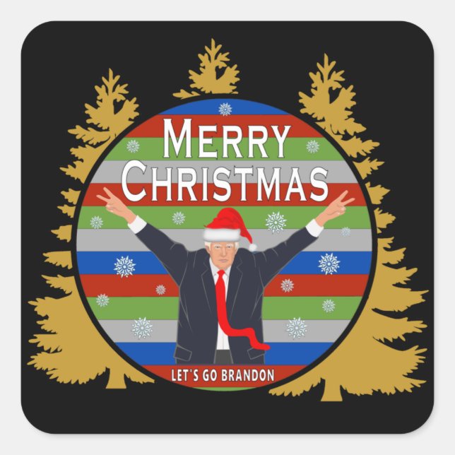 Let's Go Brandon Christmas Trump Snowflake Holiday Square Sticker (Front)
