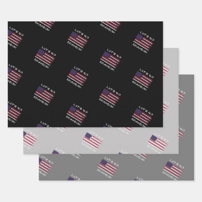 Let's Go Brandon Distressed Flag Joe Biden  Wrappi Wrapping Paper Sheet (Set)