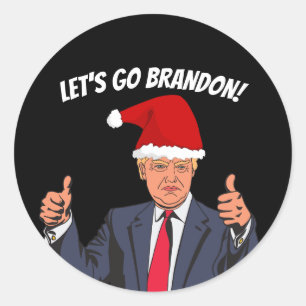 LET'S GO BRANDON DONALD TRUMP CHRISTMAS  CLASSIC ROUND STICKER