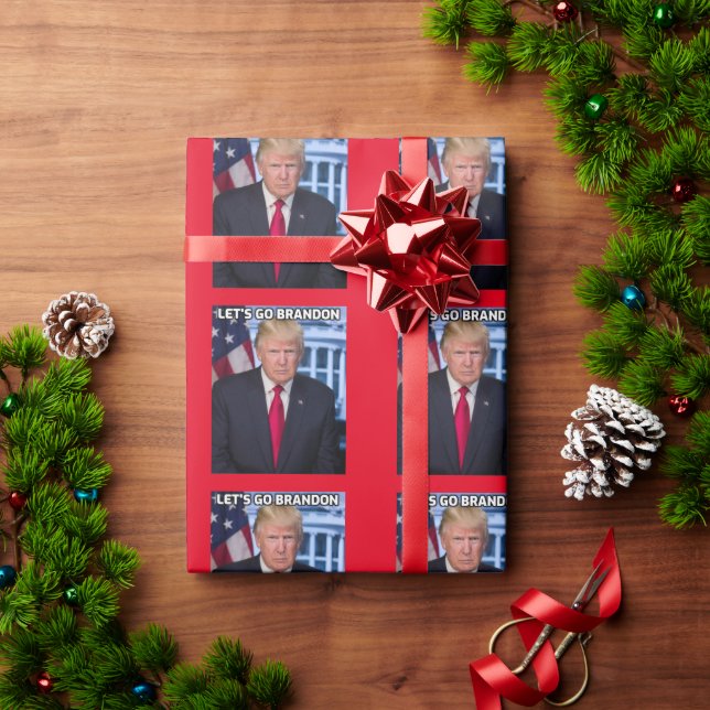 LET'S GO BRANDON DONALD TRUMP CHRISTMAS  WRAPPING PAPER (Holiday Gift)
