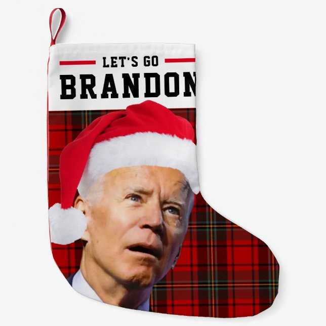 Let's Go Brandon FJB Plaid Christmas Stocking (Front)