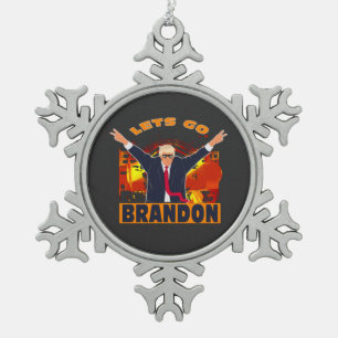 Let's Go Brandon Funny Anti Biden Trump Political  Snowflake Pewter Christmas Ornament