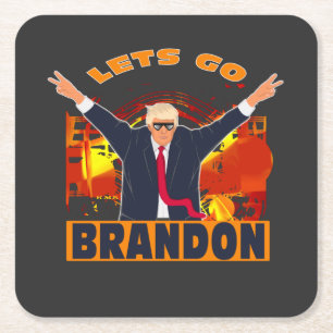 Let's Go Brandon Funny Anti Biden Trump Political  Square Paper Coaster