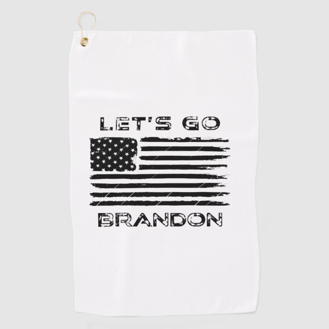 Let's Go Brandon Funny Biden Chant Distressed Flag Golf Towel (Front)