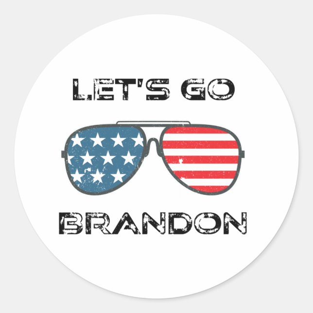 Let's Go Brandon Funny Biden Chant Flag Classic Round Sticker (Front)