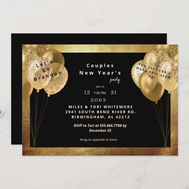 Let's Go Brandon Funny New Year's Party Invitation (Front/Back)
