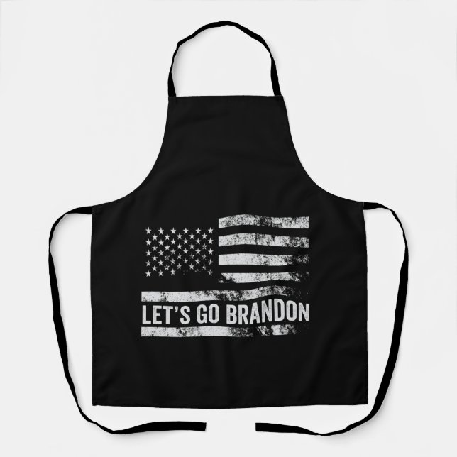 Let's go Brandon Funny Patriotic American Flag Apron (Front)