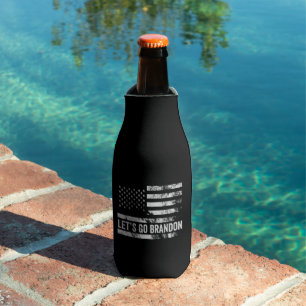 Let's go Brandon Funny Patriotic American Flag Bottle Cooler