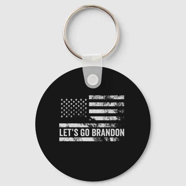 Let's go Brandon Funny Patriotic American Flag Keychain (Front)