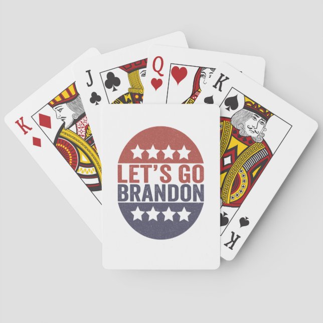 Let's go Brandon Funny Patriotic American Flag Playing Cards (Back)