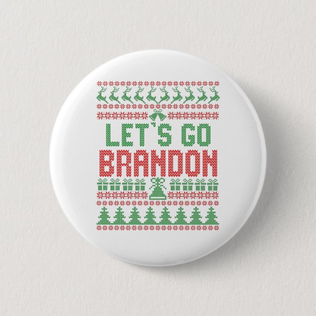 Let's Go Brandon Funny Ugly Christmas Sweater 2 Inch Round Button (Front)