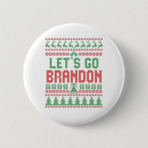 Let's Go Brandon Funny Ugly Christmas Sweater 2 Inch Round Button