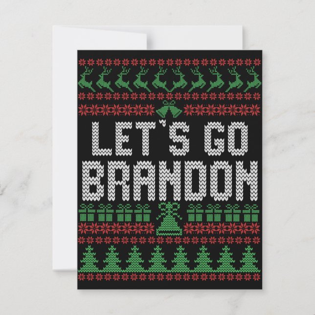Let's Go Brandon Funny Ugly Christmas Sweater Card (Front)