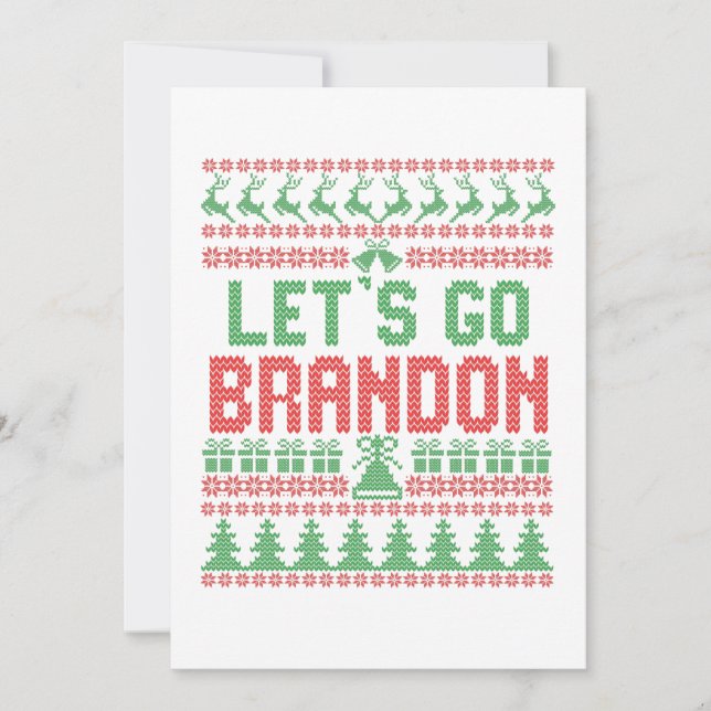 Let's Go Brandon Funny Ugly Christmas Sweater Thank You Card (Front)