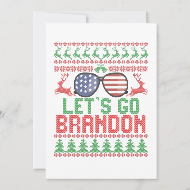 Let's Go Brandon Funny Ugly Christmas Sweater Thank You Card (Front)