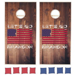 Let's Go Brandon Joe Biden Chant Flag Rustic Cornhole Set