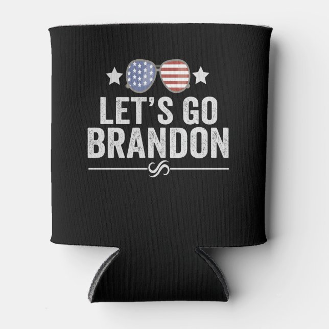 Let's go Brandon Patriotic American Sunglasses Can Cooler (Front)