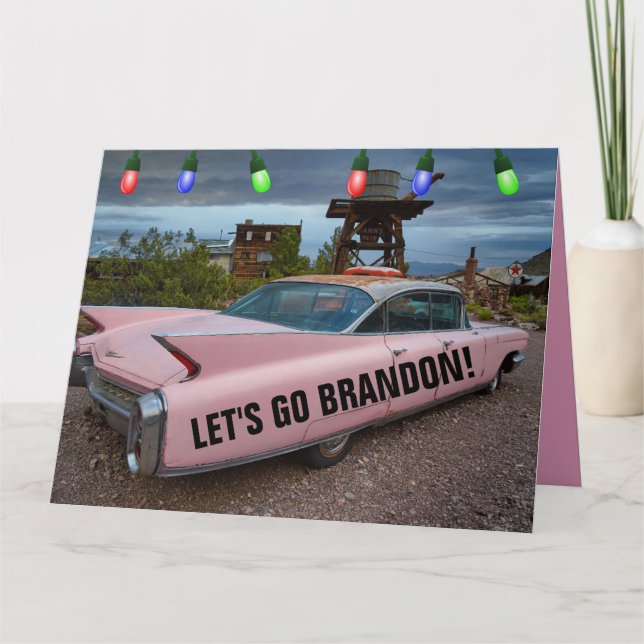 LET'S GO BRANDON! PINK CADDY BIG CHRISTMAS CARDS (Front)