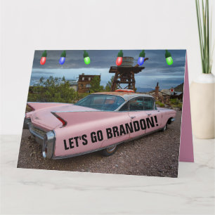 LET'S GO BRANDON! PINK CADDY BIG CHRISTMAS CARDS