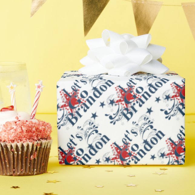 Let's Go Brandon Red White and Blue Gift Wrap (Birthday Party)