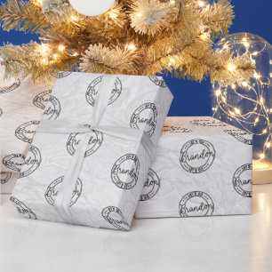 Let's Go Brandon Stamped Seal Design Marble Gray  Wrapping Paper