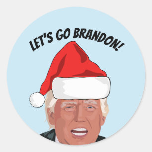 LET'S GO BRANDON! TRUMP CHRISTMAS  CLASSIC ROUND STICKER