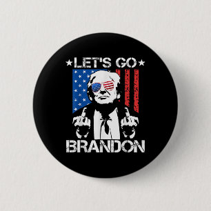 Lets Go Brandon Trump Middle Finger Flag  2 Inch Round Button