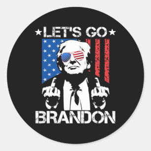 Let's Go Brandon Trump Middle Finger Flag  Classic Round Sticker