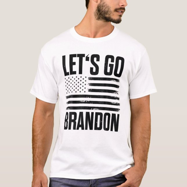 Let's Go Brandon US Distressed Flag T-Shirt (Front)