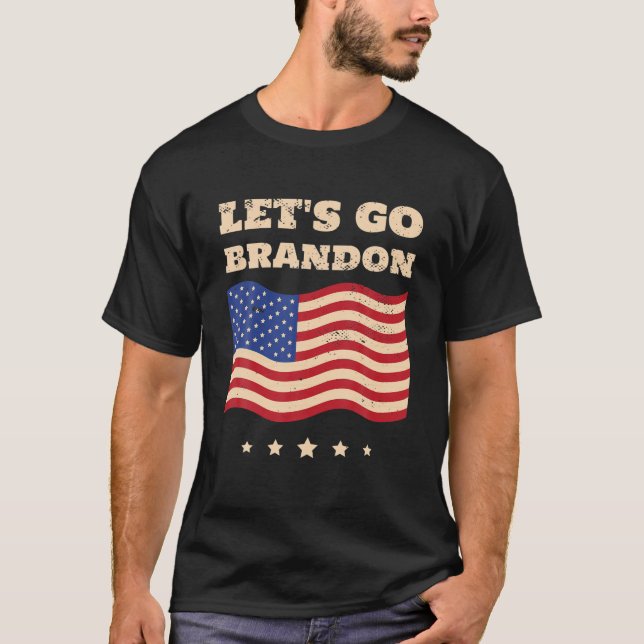 Let's Go Brandon US Flag Funny T-Shirt (Front)