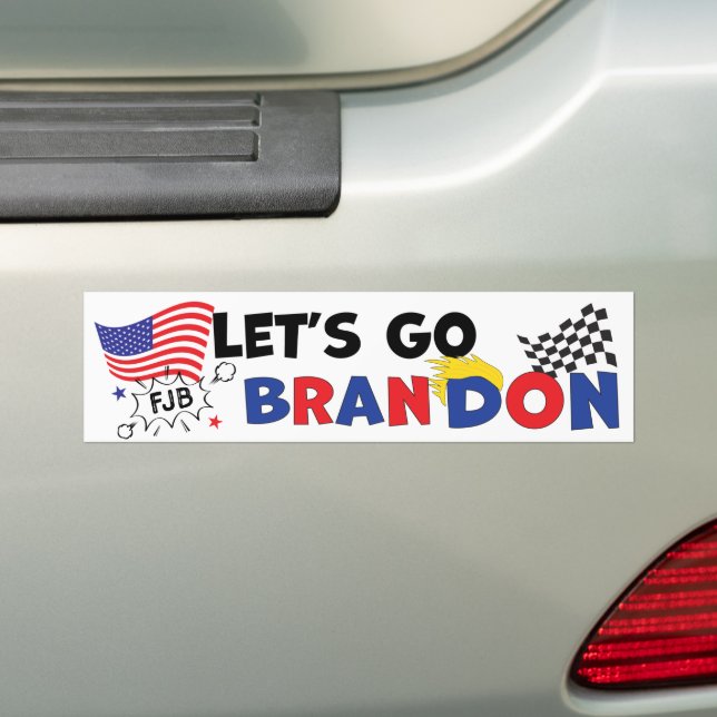 LETS GO BRANDON with Trump Hair Bumper Sticker (On Car)