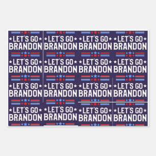 Lets Go Brandon Wrapping Paper Flat Sheet Set of 3