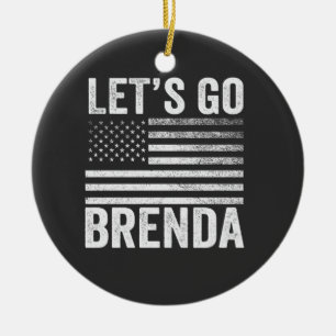 Let's Go Brenda American Flag Election Ceramic Ornament