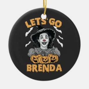 Let's Go Brenda Spooky Halloween Kamala Harris  Ceramic Ornament