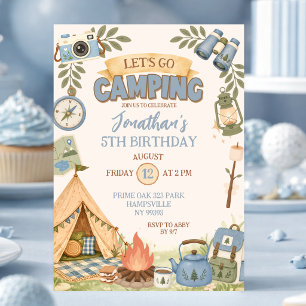 Let's Go Camping Birthday Invitation