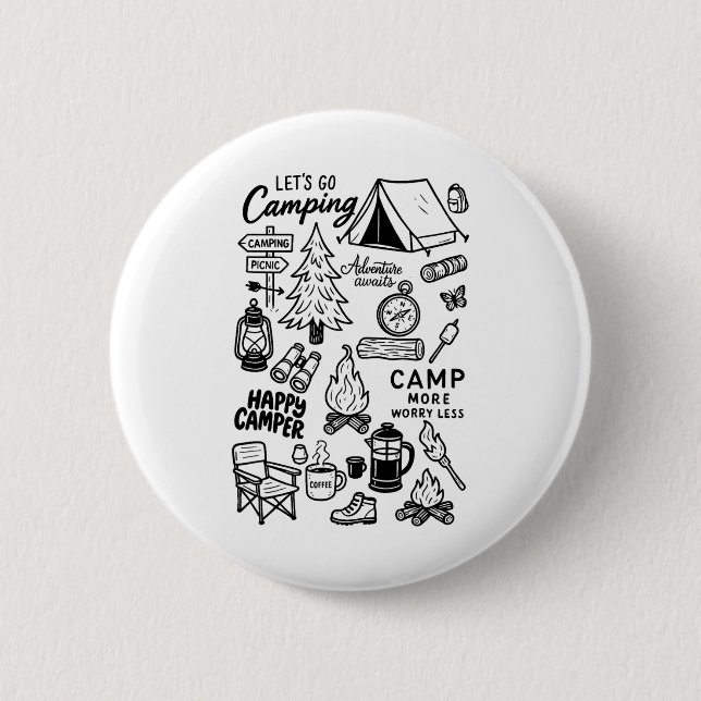 Lets Go Camping Nature Lover Campfire Adventure Aw 2 Inch Round Button (Front)