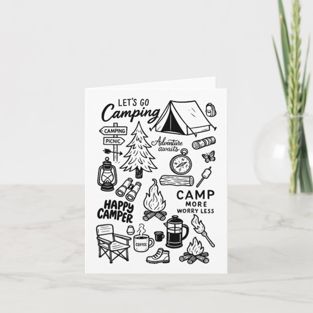 Lets Go Camping Nature Lover Campfire Adventure Aw Card (Front)