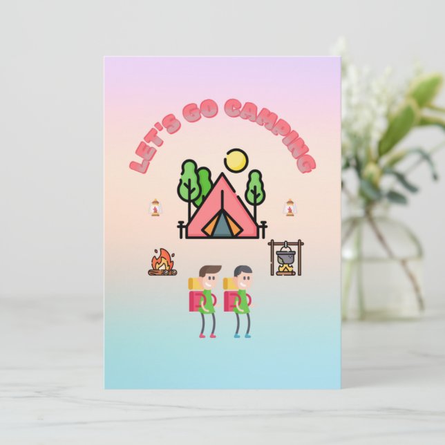 Let's go Camping personalized Kids Birthday  Invitation (Standing Front)