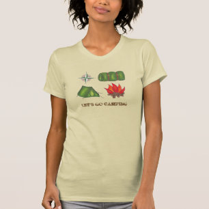 Let's Go Camping Tent Compass Campfire Hiking Tee